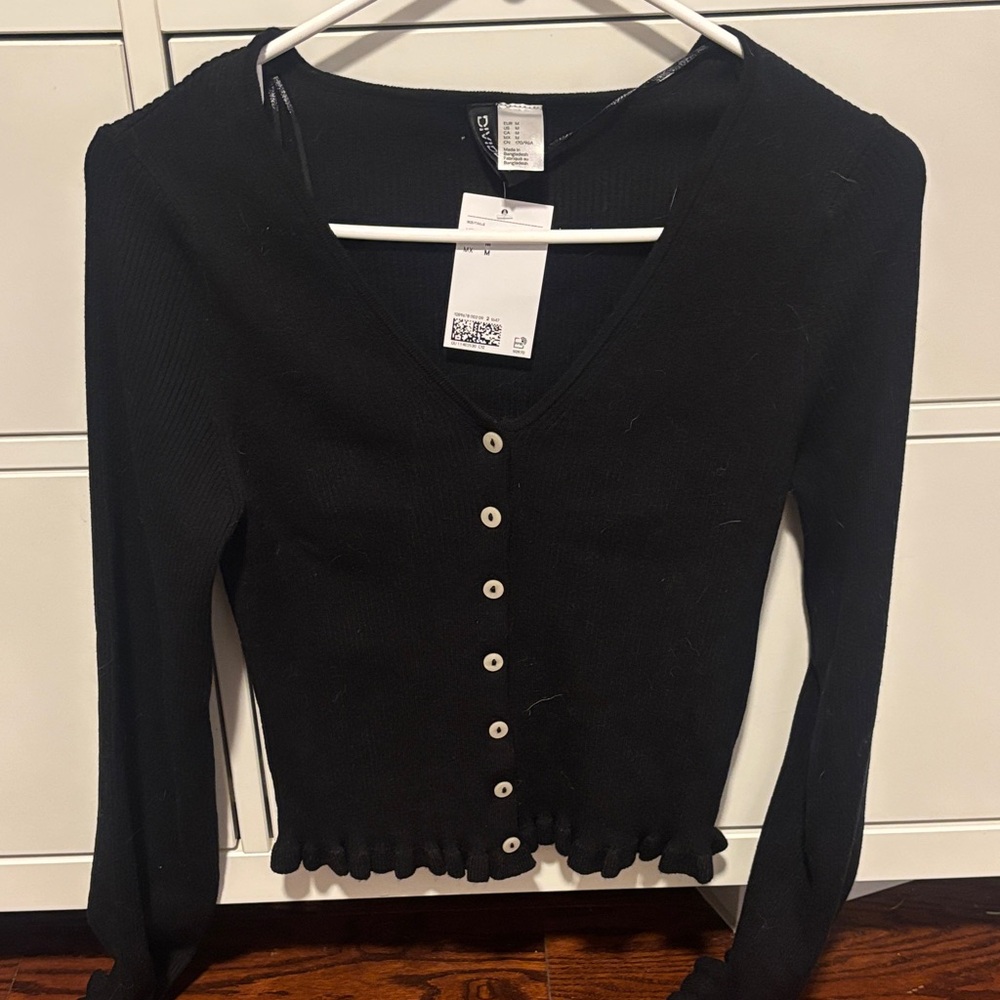 H&M Black Ribbed Crop Top